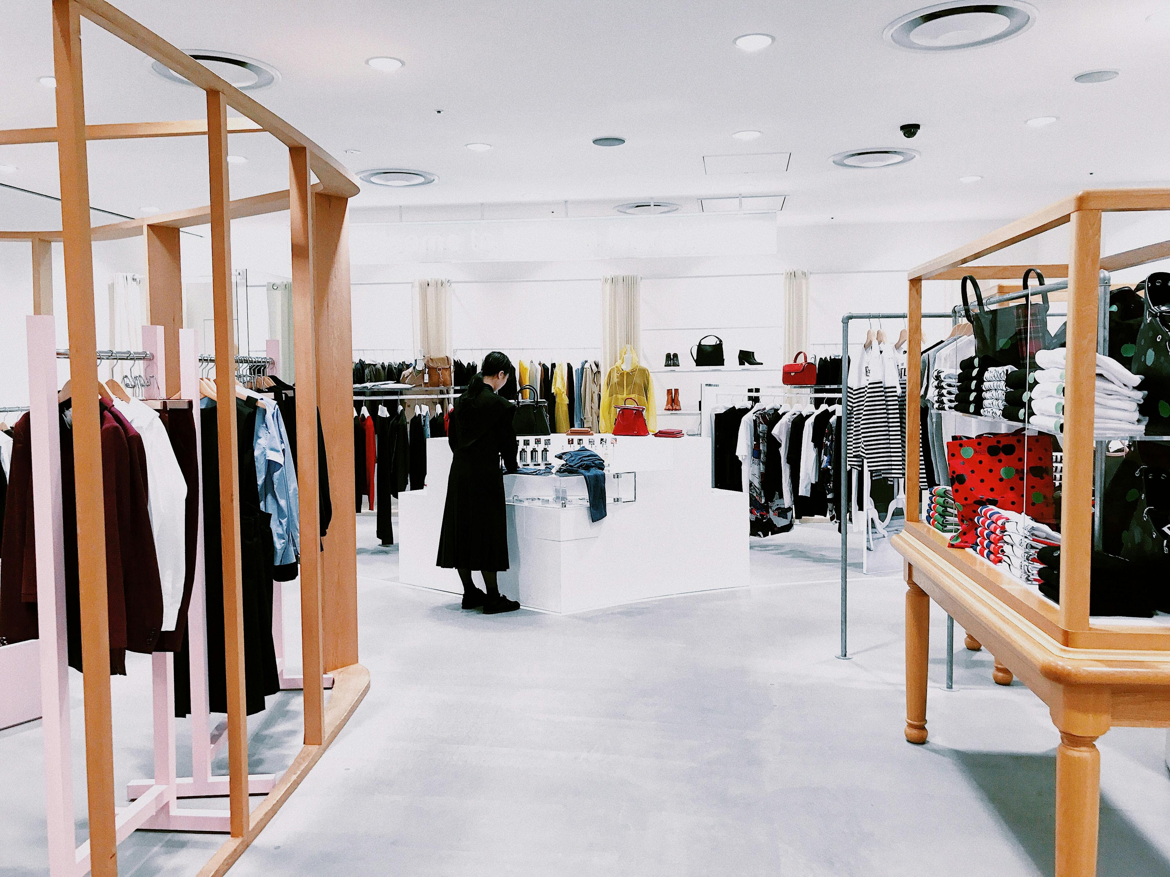 Clean, modern, and dynamic retail store with designer clothes
